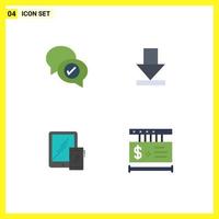 4 Universal Flat Icon Signs Symbols of chat mobile chatting download phone Editable Vector Design Elements