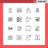 Set of 16 Modern UI Icons Symbols Signs for marketing content space premuim hand Editable Vector Design Elements