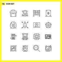 Set of 16 Commercial Outlines pack for cooking paper building development coding Editable Vector Design Elements