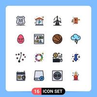 Pack of 16 Modern Flat Color Filled Lines Signs and Symbols for Web Print Media such as keyhole door energy lock power Editable Creative Vector Design Elements