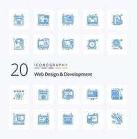 20 Web Design And Development Blue Color icon Pack like computer live design you tuber design vector