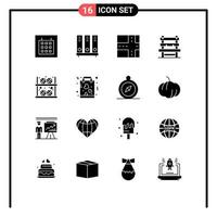 Solid Glyph Pack of 16 Universal Symbols of shop building road basketball waiting Editable Vector Design Elements