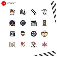 User Interface Pack of 16 Basic Flat Color Filled Lines of plant leaf plumber restaurant catering Editable Creative Vector Design Elements