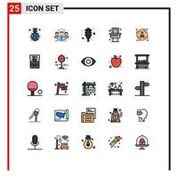 Modern Set of 25 Filled line Flat Colors and symbols such as predication room meeting bath traffic signal Editable Vector Design Elements