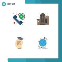 4 Universal Flat Icons Set for Web and Mobile Applications call capability summary container human Editable Vector Design Elements