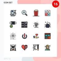 Pictogram Set of 16 Simple Flat Color Filled Lines of safety belt pop medical table Editable Creative Vector Design Elements