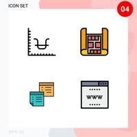 4 Creative Icons Modern Signs and Symbols of business note marketing building office Editable Vector Design Elements