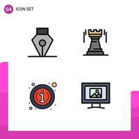 Set of 4 Commercial Filledline Flat Colors pack for ink info castle bastion information Editable Vector Design Elements