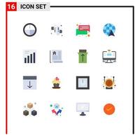 Set of 16 Modern UI Icons Symbols Signs for real document talk graph travel Editable Pack of Creative Vector Design Elements