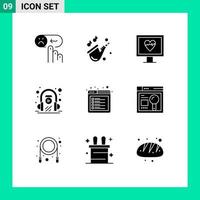 Universal Icon Symbols Group of 9 Modern Solid Glyphs of internet play saxophone learning e learning Editable Vector Design Elements