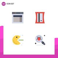 4 Thematic Vector Flat Icons and Editable Symbols of design fun web sharpener play Editable Vector Design Elements