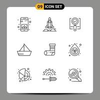 9 Creative Icons Modern Signs and Symbols of yacht ship explore sail search Editable Vector Design Elements