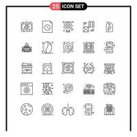 Line Pack of 25 Universal Symbols of sign five bulb six casino Editable Vector Design Elements