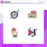 4 Creative Icons Modern Signs and Symbols of protect touch shield wifi hand Editable Vector Design Elements