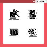 User Interface Pack of 4 Basic Solid Glyphs of auction design judgement menu layout Editable Vector Design Elements