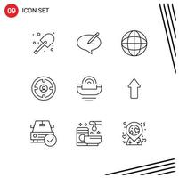 Set of 9 Vector Outlines on Grid for head finance pencile business global Editable Vector Design Elements