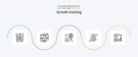 Hacking Line 5 Icon Pack Including decode. secure. bug. lock. virus vector