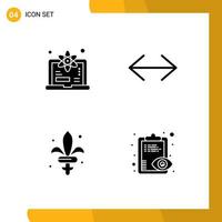 Solid Glyph Pack of 4 Universal Symbols of computer sword science move mardi gras Editable Vector Design Elements