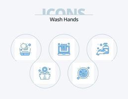 Wash Hands Blue Icon Pack 5 Icon Design. corona. report. hands. medical. coronavirus vector