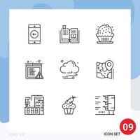 9 Thematic Vector Outlines and Editable Symbols of night error multimedia browser party Editable Vector Design Elements