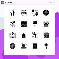 16 Thematic Vector Solid Glyphs and Editable Symbols of biology dj holiday album pay Editable Vector Design Elements