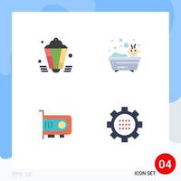 Group of 4 Flat Icons Signs and Symbols for lantern computer eid bath technology Editable Vector Design Elements