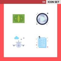 Set of 4 Commercial Flat Icons pack for business transportation money shutter check list Editable Vector Design Elements