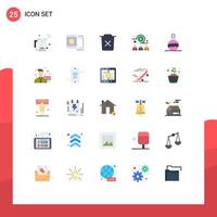 Set of 25 Modern UI Icons Symbols Signs for workers meeting time valentine meeting remove Editable Vector Design Elements