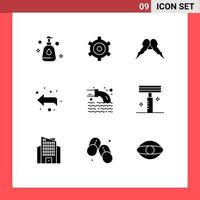 Set of 9 Commercial Solid Glyphs pack for sewage pollution movember pipe forward Editable Vector Design Elements