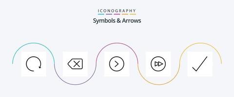 símbolos y flechas línea 5 5 icono paquete incluso . bien. garrapata. cheque vector