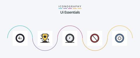 Ui Essentials Line Filled Flat 5 Icon Pack Including garbage. bin. prize. timer. clock vector