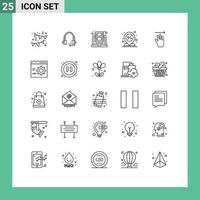 Modern Set of 25 Lines Pictograph of location center help youtube online Editable Vector Design Elements