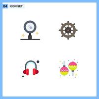 Set of 4 Modern UI Icons Symbols Signs for research headset medicine holiday support Editable Vector Design Elements