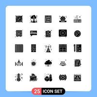 25 Universal Solid Glyphs Set for Web and Mobile Applications keyboard computer api concept setting security Editable Vector Design Elements