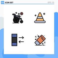 User Interface Pack of 4 Basic Filledline Flat Colors of medical exchange alert road eraser Editable Vector Design Elements