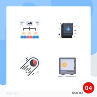 Pack of 4 creative Flat Icons of team pie task medical book space Editable Vector Design Elements