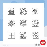 Universal Icon Symbols Group of 9 Modern Outlines of cake visibility christmas view tulip Editable Vector Design Elements