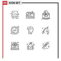 Set of 9 Commercial Outlines pack for solution mind contract remove delete Editable Vector Design Elements