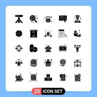 Modern Set of 25 Solid Glyphs and symbols such as gym police security lock man education Editable Vector Design Elements