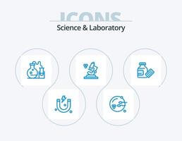 Science Blue Icon Pack 5 Icon Design. . medicine. flask. medical. microscope vector