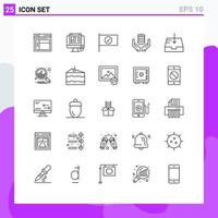 Modern Set of 25 Lines and symbols such as mailbox server checked secure hand Editable Vector Design Elements