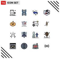 Universal Icon Symbols Group of 16 Modern Flat Color Filled Lines of pumkin hammer physics fathers left Editable Creative Vector Design Elements