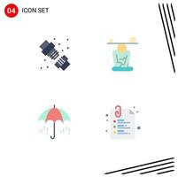 Pack of 4 Modern Flat Icons Signs and Symbols for Web Print Media such as joint umbrella plumbing meditation weather Editable Vector Design Elements