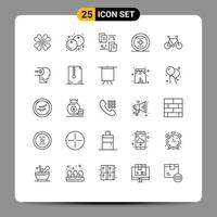 Group of 25 Lines Signs and Symbols for sport bicycle files ux media Editable Vector Design Elements