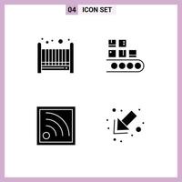 4 User Interface Solid Glyph Pack of modern Signs and Symbols of baby signal business product arrow Editable Vector Design Elements