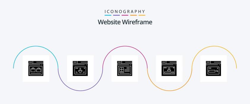 sitio web estructura metálica glifo 5 5 icono paquete incluso sitio web. página. sitio web. Internet. web vector