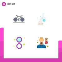 4 Thematic Vector Flat Icons and Editable Symbols of bicycle bathroom sport test mirror Editable Vector Design Elements