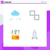 Stock Vector Icon Pack of 4 Line Signs and Symbols for cloud creative rain science idea Editable Vector Design Elements