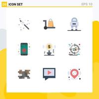 Set of 9 Modern UI Icons Symbols Signs for bulb sign astronaut share bluetooth Editable Vector Design Elements