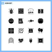 dieciséis sólido glifo concepto para sitios web móvil y aplicaciones móvil datos compartir conexión medios de comunicación editable vector diseño elementos